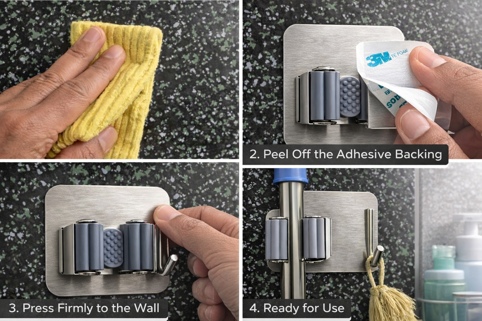 Best Mop Holder Pack of 4 – Heavy Duty Stainless Steel - Image 7