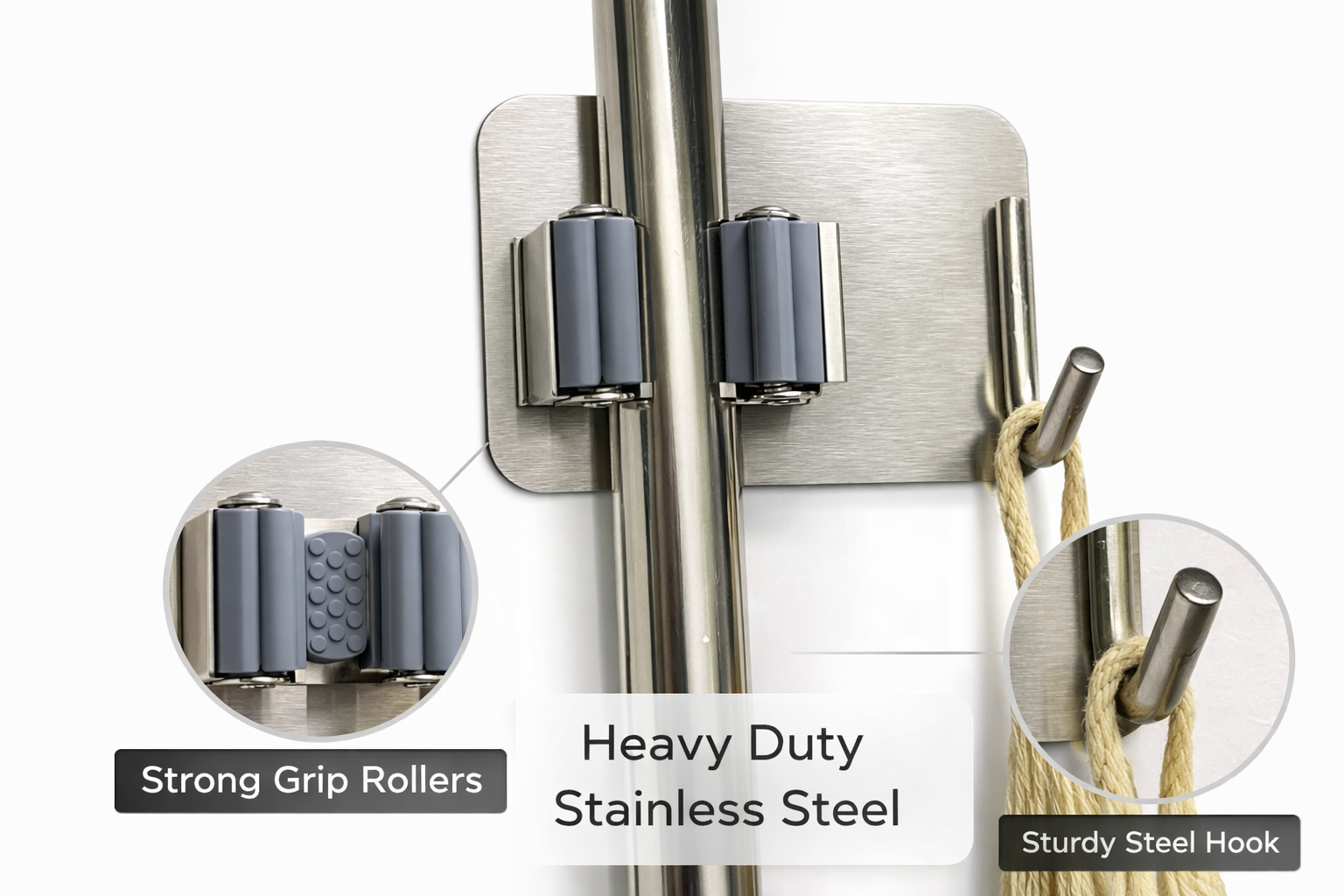 Best Mop Holder Pack of 4 – Heavy Duty Stainless Steel - Image 5