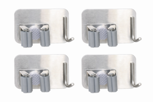 Stainless-steel mop holder pack of 4 Easy to fix on wall
