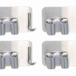 Stainless-steel mop holder pack of 4 Easy to fix on wall